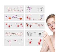 Hlagmix Autocollants De Maquillage Halloween,Autocollants De Maquillage Halloween | Avec des autocollants féminins d’Halloween à motif de sang | Cadeaux de fête Trick Or Treat, 10X maquillage de