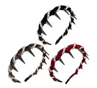 Hlagmix Bandeau Perles, 3 Pièces Bandeau Crâne Haut, Serre-Têtes à Picots pour Femmes Filles Plage Mariage Soirée École Travail Dîner