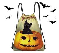 Hlagmix Sac À Dos Halloween À Cordon | Sac à Bonbons ou Sort - 33x43 cm à Dos à Cordon Halloween Imperméable pour Sport, Salle de Sport et Courses