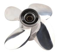 Hlanata Marine Hors-Bord de l'hélice Hors-Bord, 4 Lame 10 Spline RH Prop pour 25 30 ch 3 Pouces Engins d'engins Remplacement en Acier Inoxydable