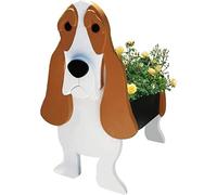 HLASMSPE Basset Hound Pot de fleurs pour décoration de jardin, petit cadeau pour femme, boîte de rangement en forme de chien, 34 x 24 cm