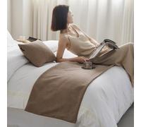 HLASMSPE Chemin de lit de couleur unie - Couvre-lit décoratif lavable - Protection de literie pour hôtel, marron, 50 x 180 cm, pour lit de 1,2 m