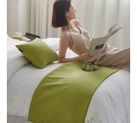 HLASMSPE Chemin de lit de couleur unie, jeté de lit tendance, lavable, protection de la literie pour hôtel, vert, 50 x 240 cm, pour lit de 1,8 m