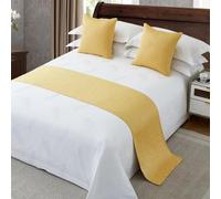 HLASMSPE Chemin de lit d'hôtel - Couleur unie - Moderne - Protection - Jaune 1 - 50 x 240 cm - pour lit de 1,8 m