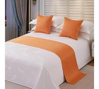 HLASMSPE Chemin de lit d'hôtel - Couleur unie - Moderne - Protection - Orange 1 - 50 x 240 cm - pour lit de 1,8 m