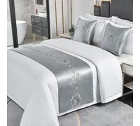 HLASMSPE Chemin de lit d'hôtel moderne de couleur unie - Couvre-lit décoratif - Argenté - 50 x 210 cm - Pour lit de 1,5 m