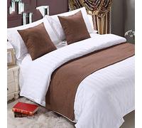 HLASMSPE Chemin de lit doux marron qui ne se décolore pas - Couleur unie - Décoration d'intérieur - Foulards de lit tendance - Pour salon, chambre à coucher, hôtel, 240 x 50 cm