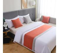 HLASMSPE Chemin de lit en coton et lin - Couvre-lit décoratif moderne - Housse de protection pour hôtel, mariage, orange et gris - 50 x 160 cm - Pour lit de 1 m