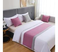 HLASMSPE Chemin de lit en coton et lin - Couvre-lit décoratif moderne - Housse de protection pour hôtel, mariage, rose et gris - 50 x 240 cm - Pour lit de 1,8 m