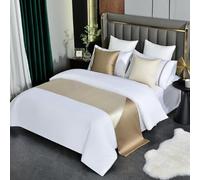 HLASMSPE Chemin de lit en imitation soie - 2 couleurs - Housse de protection lisse pour hôtel, doré, 50 x 240 cm, pour lit de 1,8 m