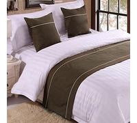 HLASMSPE Chemin de lit en lin pour pied de lit, écharpe, protection pour chambre à coucher, hôtel, couvre-lit, serviette de lit, marron, 50 x 260 cm pour lit de 2 m