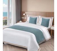 HLASMSPE Chemin de lit en polyester avec pompons en tricot avec pompons, écharpe, couvre-lit, serviette de chevet, protection pour chambre d'hôtel, gris 60 x 180 cm