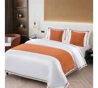 HLASMSPE Chemin de lit en polyester avec pompons en tricot - Protection pour chambre d'hôtel - Orange - 60 x 180 cm