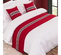 HLASMSPE Chemin de lit pour lit, écharpe, jeté de lit, couverture de lit, serviette pour chambre d'hôtel, rouge, 50 x 210 cm, pour lit de 1,5 m