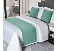 HLASMSPE Chemins de lit d'hôtel Solide Couleur Chemins de lit Modernes Couvre-lit Décor Couvre-lits Couvertures de Protection, Vert, 50x240cm chemin de lit pour lit de 1,8m