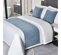 HLASMSPE Chemins de Lit Hôtel Écharpes de Lit Couleur Unie Literie Moderne Couvre-Lit Décor Couvre-Lits Plaids Protecteurs, Bleu Clair, Chemin de Lit 50x160cm pour Lit 1m