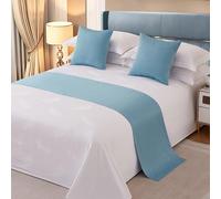 HLASMSPE Chemins de Lit Hôtel Écharpes de Lit Couleur Unie Literie Moderne Couvre-lit Décor Couvre-lits Couvertures Jet Protecteur, Bleu 2, 50x210cm chemin de lit pour lit de 1,5m