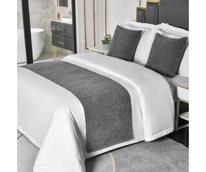 HLASMSPE Chemins de Lit Hôtel Écharpes de Lit Couleur Unie Literie Moderne Couvre-Lit Décor Couvre-Lit Couvertures Jet Protecteur, Gris Foncé, Chemin de lit 50x240cm pour lit de 1,8m