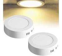 HLASMSPE Lot de 2 plafonniers LED 6 W à montage en surface, ultra fins de 11,9 cm, blanc chaud 3000 K, plafonnier encastré rond pour cuisine, porche, couloir, bureau