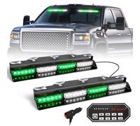 HLauto Lumières stroboscopiques d'urgence 604N avec pilote : 2 lampes de sécurité blanches et vertes de 42,7 cm avec décollage 48 LED de sécurité clignotantes pour intérieur