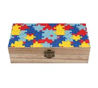 HLBSDM Boîte de rangement en bois Puzzle Sensibilisation à l'autisme