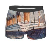 HLBSDM Boxers Vintage pour Hommes, imprimés d'aquarelles représentant Le Titanic et Un Paysage Marin. sous-vêtements Doux et Confortables.