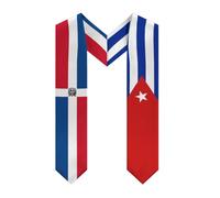 HLBSDM Châle, étole ou écharpe vintage aux couleurs du drapeau de la République dominicaine et de Cuba, cadeau de fin d'études pour étudiants internationaux (promotion 2025).
