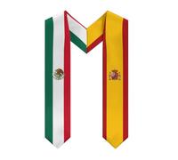 HLBSDM Châle, étole ou écharpe vintage aux couleurs du Mexique, de l'Espagne et du drapeau espagnol, cadeau de fin d'études pour étudiants internationaux (promotion 2025).
