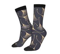 HLBSDM Chaussettes fantaisie décontractées à motif de feuilles de ginkgo aquarelle, motif amusant, couleur contrastée, pour homme et femme,