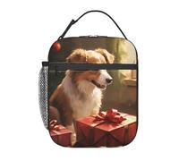 HLBSDM Chien mignon assis près du sac à lunch isotherme réutilisable - Sac fourre-tout portable et imperméable pour hommes et femmes
