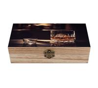 HLBSDM Coffre de rangement décoratif en bois, boîte de rangement en bois avec couvercle, rétro pour whisky et cigares pour photos et souvenirs