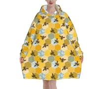 HLBSDM Couverture à capuche colorée avec motif abeilles, nature, hot-dogs et autres gourmandises, pour femmes et hommes.