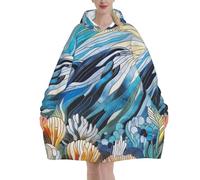 HLBSDM Couverture à capuche oversize confortable et chaude, ornée d'une mosaïque numérique représentant la vie océanique, pour femmes et hommes.