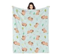 HLBSDM Couverture Capybara, Cadeau, Couverture Animal Mignonne, Jeté de Lit, Douce, Légère, Confortable et Chaude pour Enfants, Adolescents, Hommes et Femmes (Capybara 152 x 127 cm)