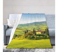 HLBSDM Couverture de Voyage légère en Flanelle, Paysage Rural de cyprès Le Long du Chemin menant à la Ferme du Vieux vignoble, 40" x 30", Facile à Transporter, adaptée au Camping et à la Maison.