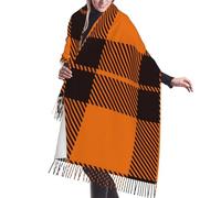 HLBSDM Écharpe à carreaux rouges et verts aquarelle effet cachemire avec pompons, idéale pour l'hiver et l'automne. Douce et classique, elle vous tiendra bien au chaud.