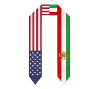 HLBSDM Écharpe/châle de remise de diplôme aux couleurs du Lion du Soleil d'Iran, de Perse et du drapeau des États-Unis, idéale pour les études internationales.