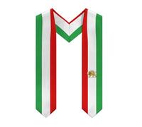 HLBSDM Écharpe de remise de diplômes Iran, drapeau, lion et soleil, 1979-1980, en l'honneur des étudiants internationaux ayant effectué des études à l'étranger