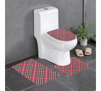 HLBSDM Ensemble de Tapis de Bain 3 pièces Kemp à Carreaux Tartan en Flanelle Diagonale | Douceur Incomparable