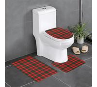 HLBSDM Ensemble de Tapis de Bain en Flanelle Tartan Clan Fenton 3 pièces : Tapis de Bain, Housse de siège de Toilette, Tapis de Baignoire | Douceur Incomparable