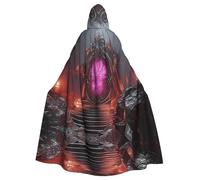 HLBSDM Entrée au pays des merveilles Cape à capuche adulte pour Halloween longue cape de sorcière vampire costume médiéval Renaissance foire cape pour cosplay bal masqué et soirées à thème