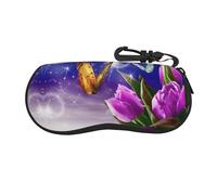 HLBSDM Étui à lunettes à motif tulipe violette, ultra-léger, antichoc et résistant aux rayures, pour lunettes de soleil et de vue.