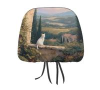 HLBSDM Housse d'appui-tête de siège Auto Chat Balcon Vineyard Hills, Accessoire Amusant et Universel