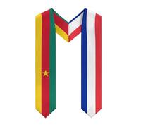 HLBSDM Mélange de drapeaux du Cameroun et de la France : étoles, châles, écharpes et cols en V pour les étudiants en fin d'études.