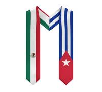 HLBSDM Mélange de drapeaux du Mexique et de Cuba : étoles, châles, écharpes et cols en V pour les étudiants en fin d'études.
