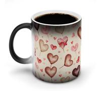 HLBSDM Mug à café en céramique thermochromique peint à la main en forme de cœur, avec un design original et amusant. Ce mug magique change de couleur selon la température et la chaleur.