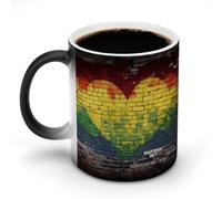 HLBSDM Mug en céramique en forme de cœur avec effet brique, thermosensible, original, magique, cadeau insolite pour un anniversaire (homme ou femme).