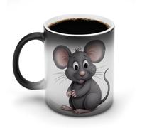 HLBSDM Mug en céramique Grey Rat, à changement de couleur, thermosensible, humoristique, magique, cadeau original pour un anniversaire, homme ou femme.