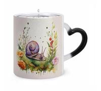 HLBSDM Mug thermosensible en céramique à motif d'escargot, idéal pour le thé, le chocolat chaud ou le lait. Un cadeau original pour un anniversaire ou la Saint-Valentin.