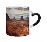 HLBSDM Mug thermosensible en céramique avec motif Monument Valley, idéal pour le thé, le chocolat chaud ou le lait. Un cadeau original pour un anniversaire ou la Saint-Valentin.
